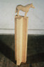 Horse, Animal Pedestal Series, ©1977<br>Wood paste over Rhoplex and gauze on plastic, wood and canvas. <br>
43.25h x 7w x 12d (inches) <br>
Estate of Charles Fahlen <br>
Photo by Peter Lester <br>
Exhibited: Droll/Kolbert Gallery, 1978, Marian Locks Gallery, 1980, Carson•Shapiro Gallery, 1981